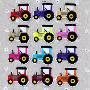 SET OF SIX TRACTOR IRON ON APPLIQUÉS/ PATCHES